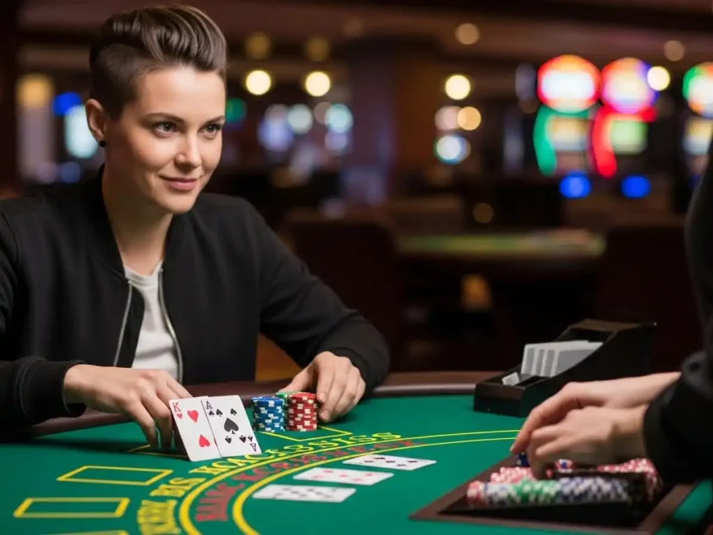 Person playing casino blackjack 21 online at panaloko casino