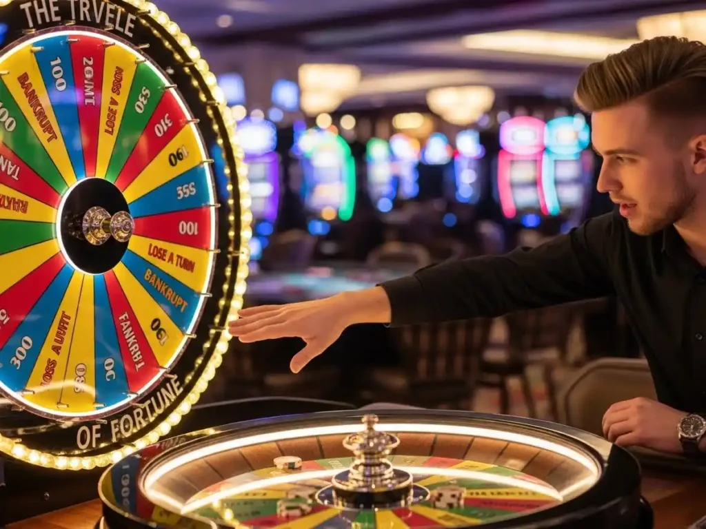 Person playing casino Wheel of Fortune online at Bet888