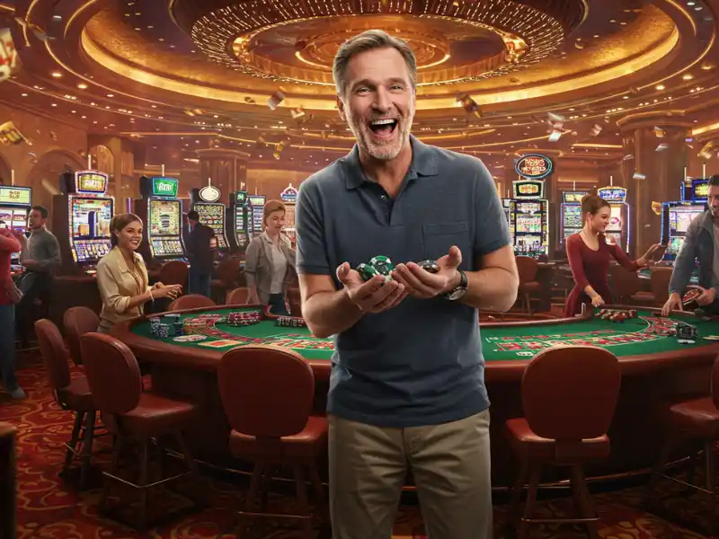 Happy man celebrating a poker win on an online sabong site