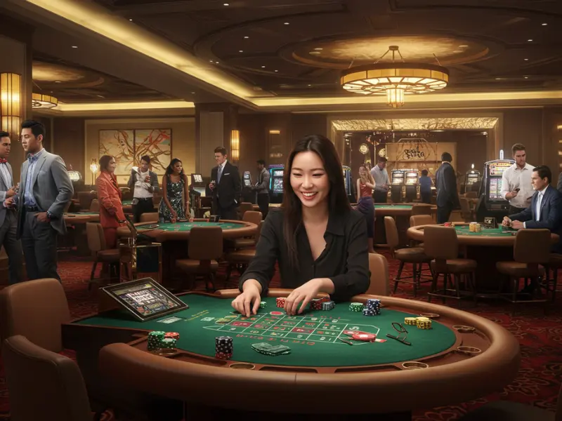 Woman playing poker with an online slot meter visible