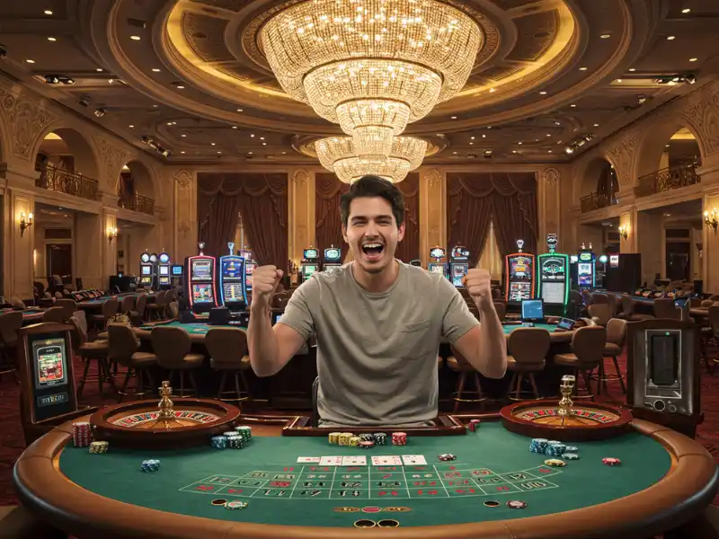 Man celebrating a poker win at PH Rush Casino in Port Harcourt