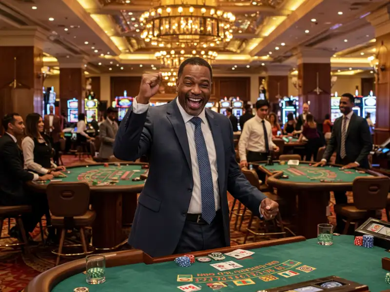 Happy man playing poker on PHPlus Casino platform