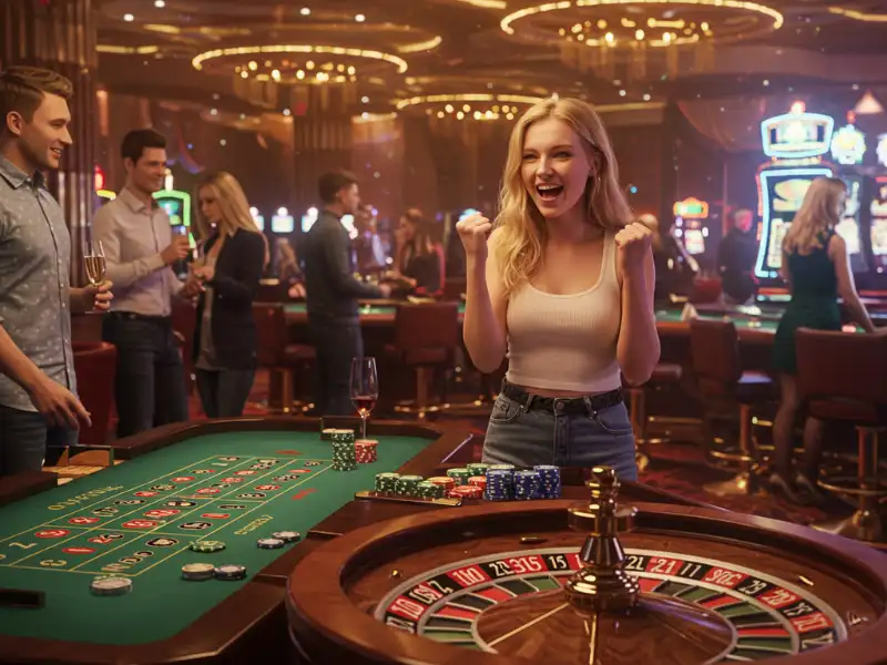 Woman celebrating a poker win on PHPlus Casino