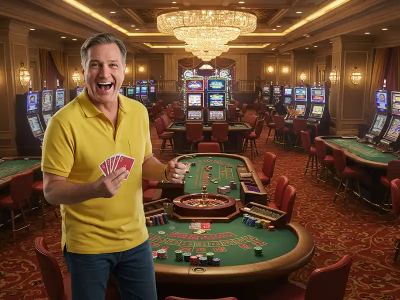 Man playing poker after receiving a slot game bonus