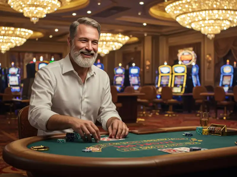 Happy man enjoying Peso 888 Casino