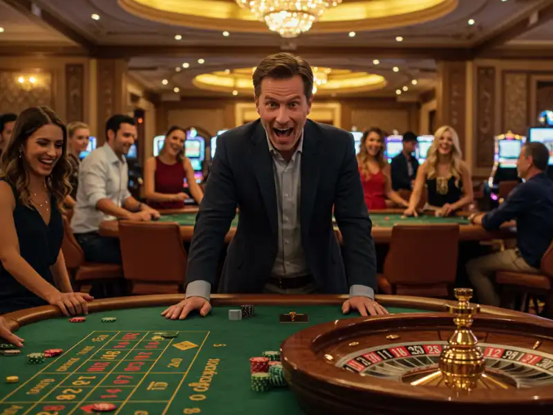 Happy man playing poker at Peso8 online casino