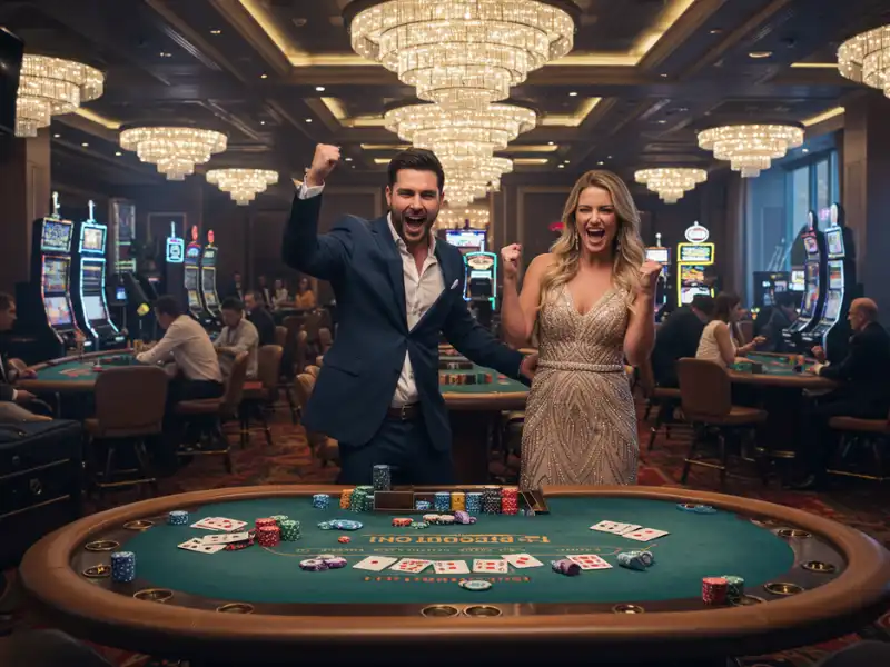 Happy man enjoying casino games in a vibrant PG Soft casino