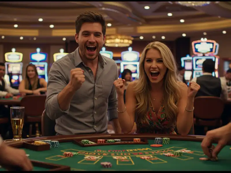 Happy man celebrating a big slot win at PG Soft casino