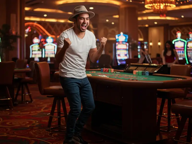 Happy man celebrating at PH City Casino Online