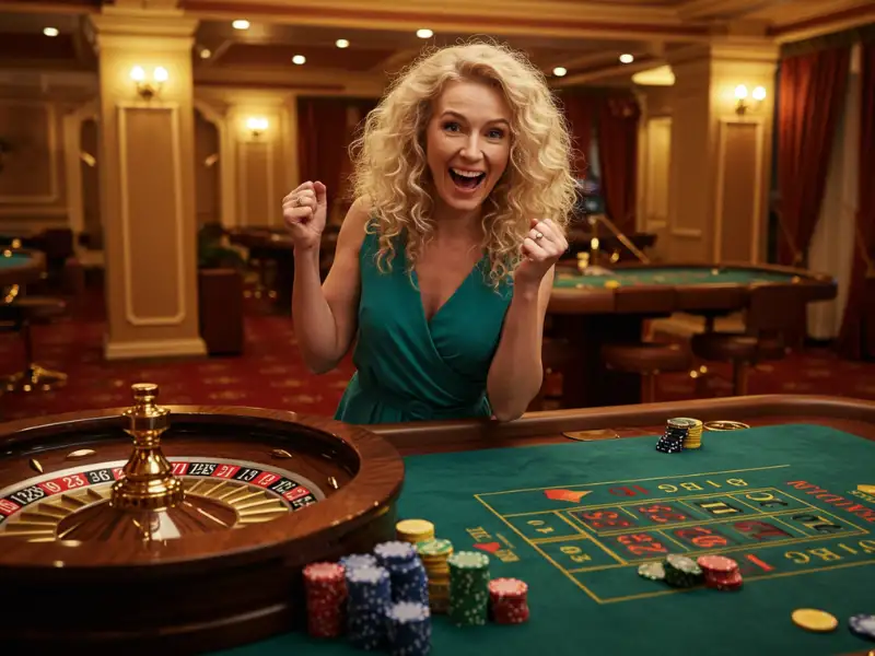 Happy woman celebrating wins at PH City Online Casino
