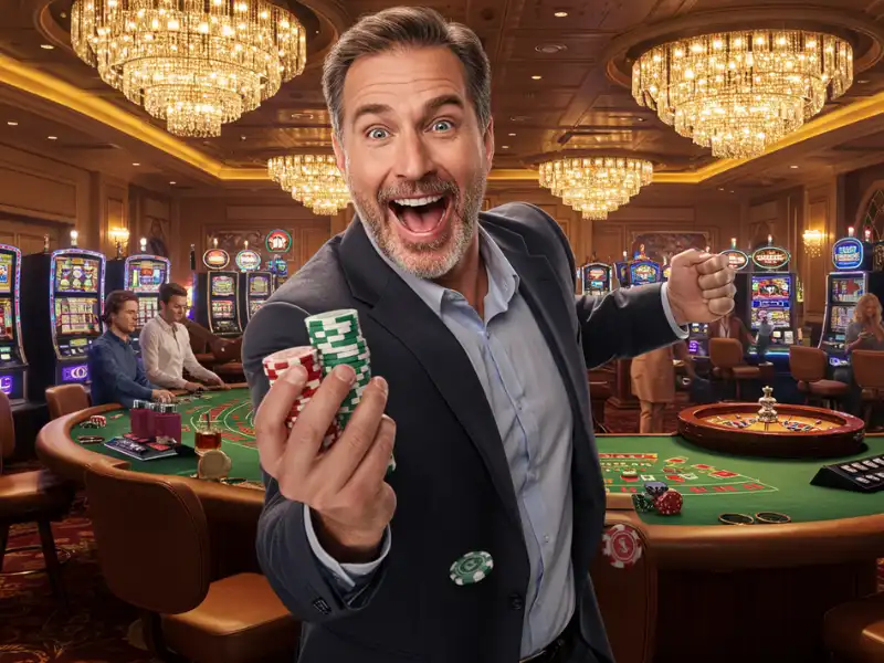 Happy man playing poker at PH Ginto Casino login