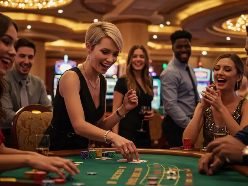 Woman happily playing card game with PH Ginto Login
