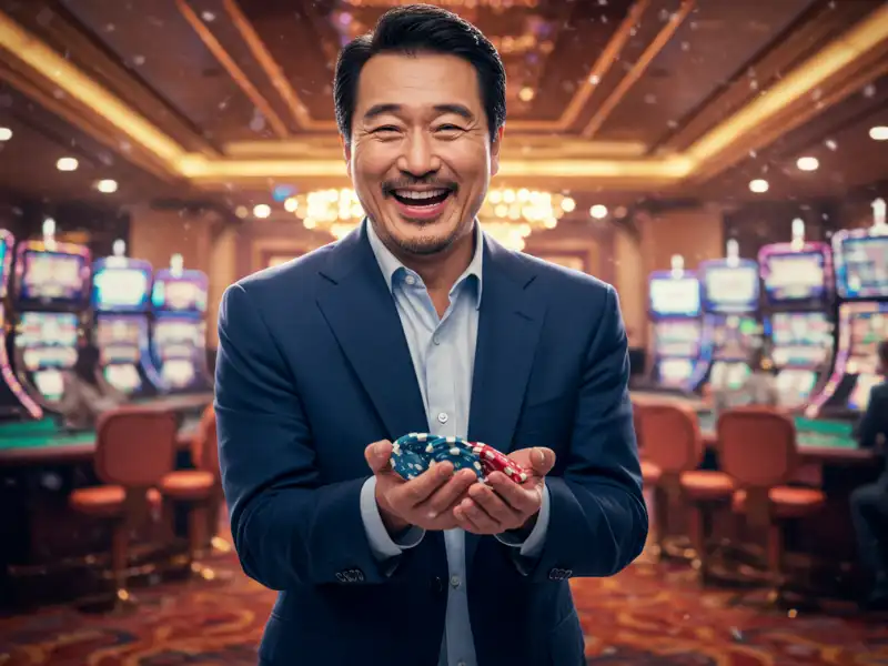 Man holding casino chips while playing phfun games online