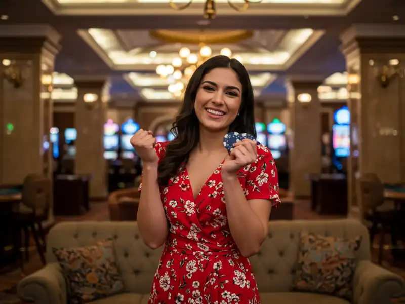 Happy woman playing card game on PH Gaming