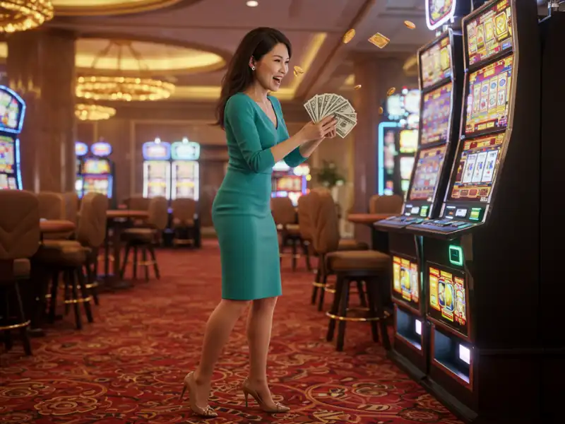 Happy woman inside a casino at PH Gaming