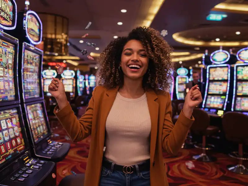Happy woman enjoying Playzone VIP casino experience