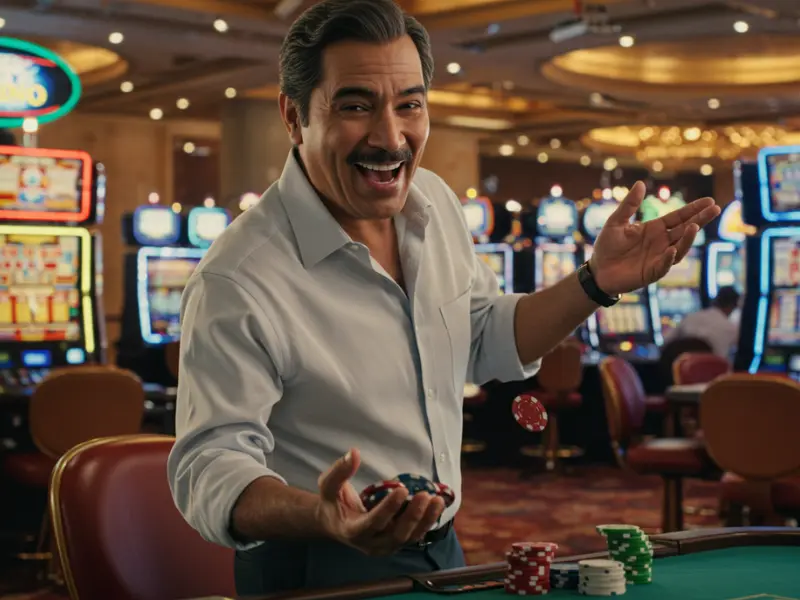 TMT Cash link happy man winning poker while holding chips