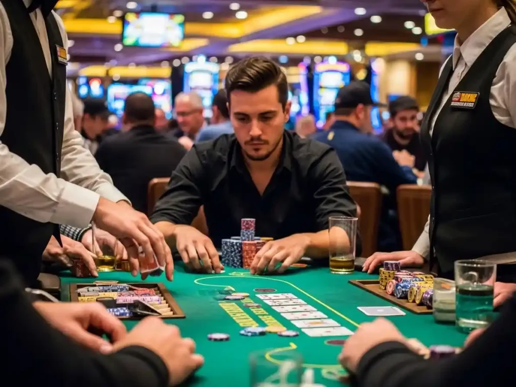 an playing online casino poker with virtual cards and chips