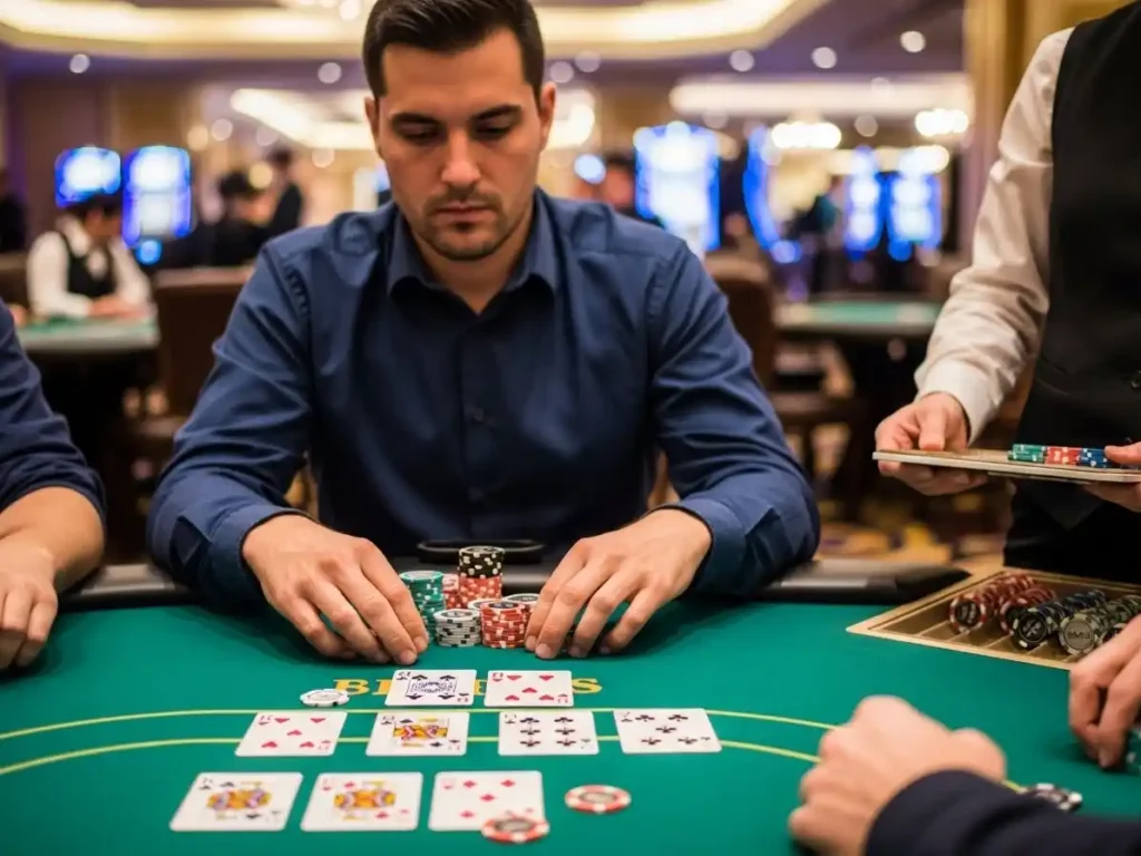 Online Casino Poker Player in Action