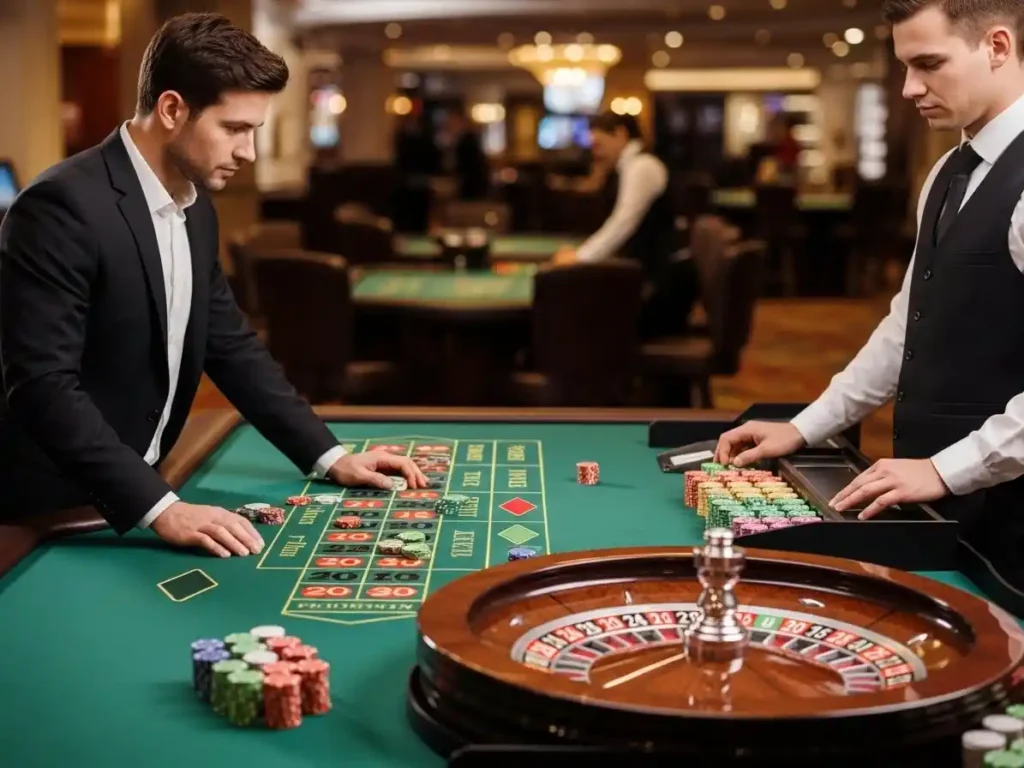 Man playing digital casino roulette with chips and virtual wheel on TMTcash 88 Philippines