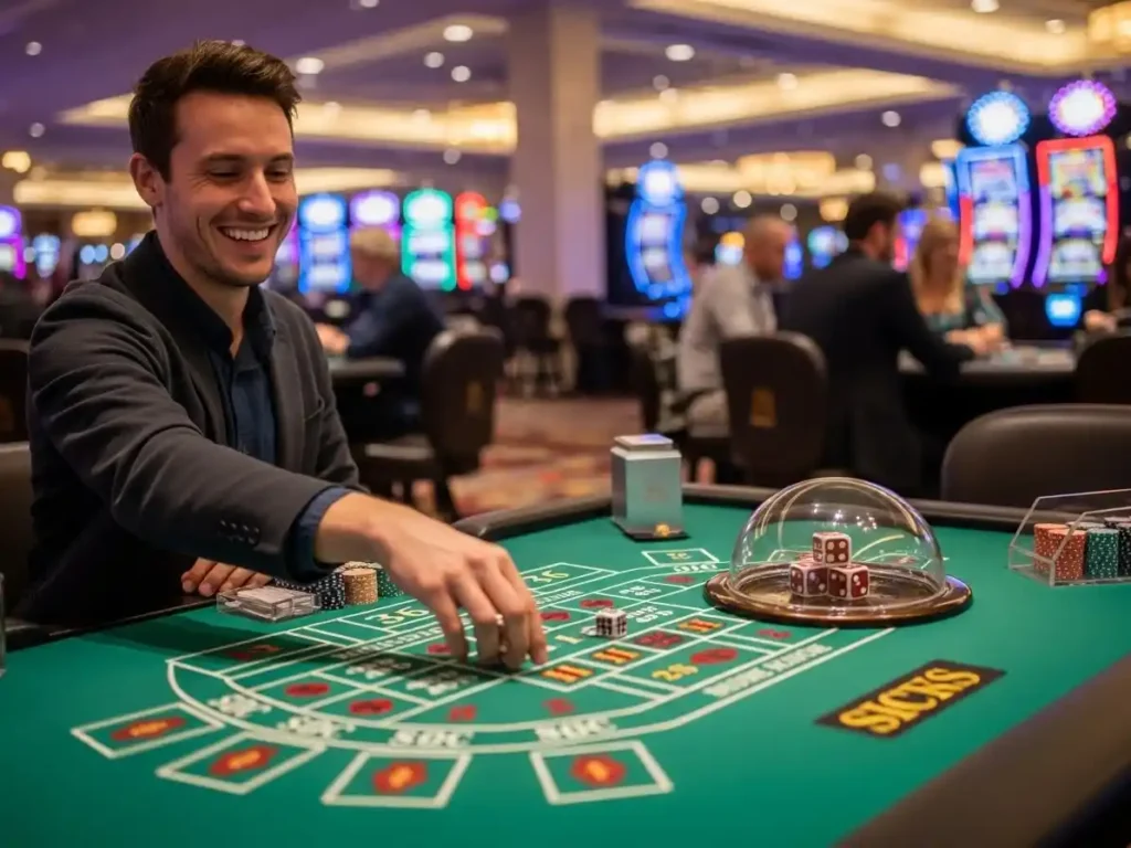 Happy person smiling while playing Sic Bo online after TMTcash download