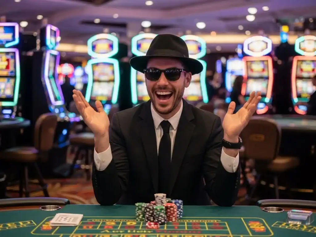 Happy person smiling while playing online gambling games using tmt cash app