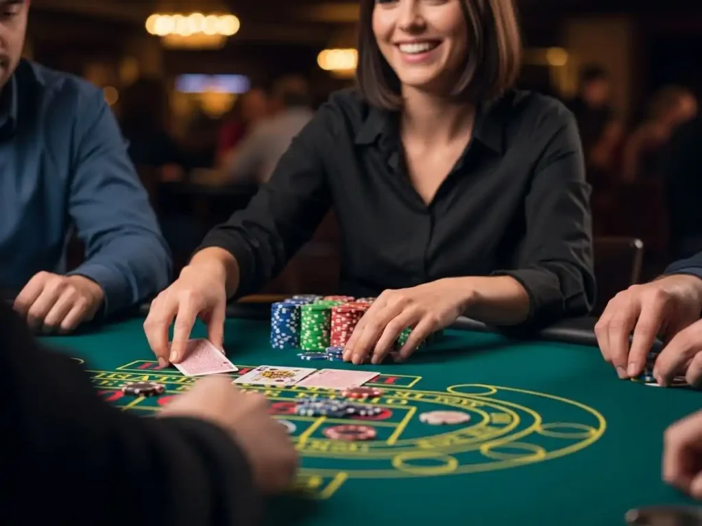 : Happy person smiling while playing online gambling games using tmt cash app