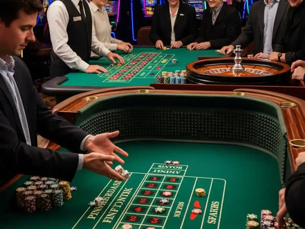 Casino roulette player watching the wheel spin in a casino legit venue