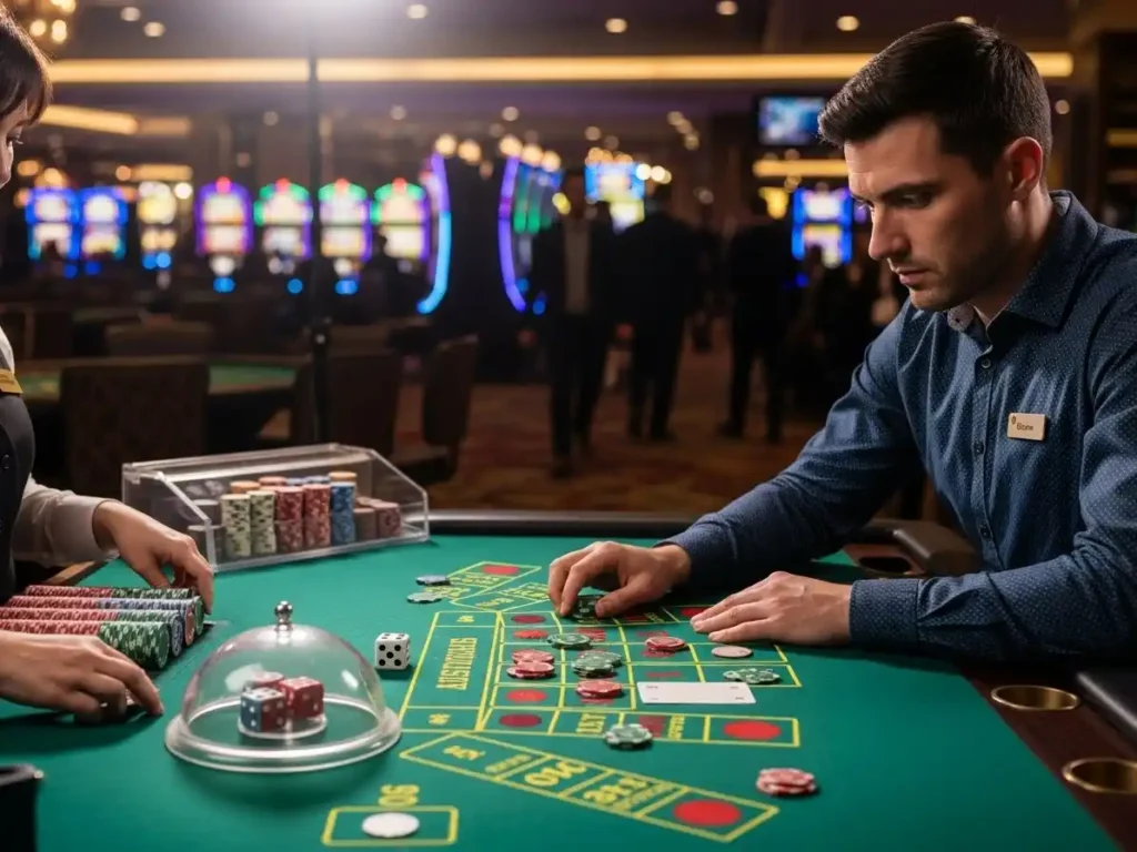 Player placing bets in Sic Bo as part of online casino games