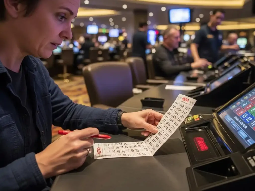 Person playing casino Keno at an online casino club