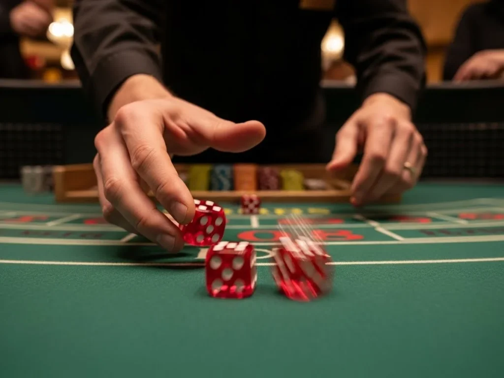 Casino player rolling dice in tmtcash online casino new platform