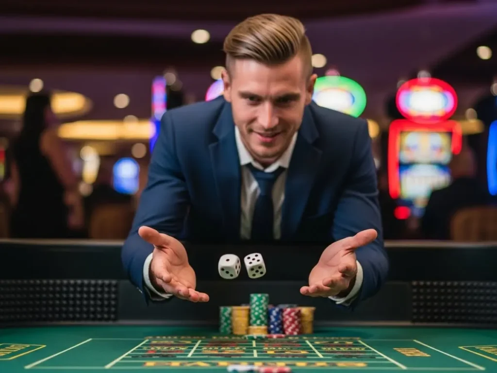 Person playing casino dice game at tmtcash online casino new